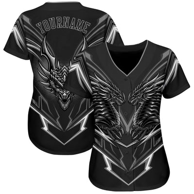 Custom Black Black-Gray 3D Monster Authentic Baseball Jersey - Owls Matrix LTD