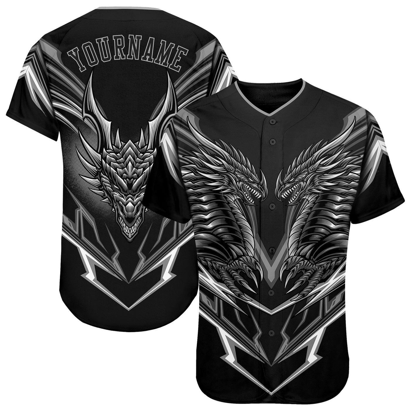 Custom Black Black-Gray 3D Monster Authentic Baseball Jersey - Owls Matrix LTD
