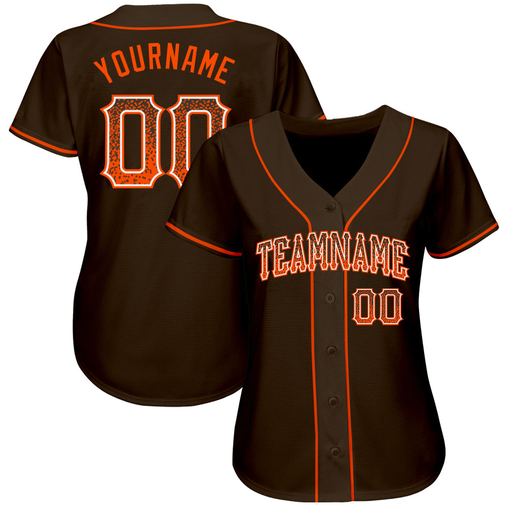 Custom Brown Orange-White Authentic Drift Fashion Baseball Jersey - Owls Matrix LTD