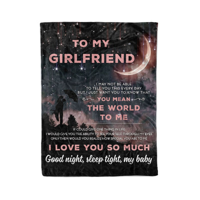 Family To My Girlfriend You Mean The World To Me - Flannel Blanket - Owls Matrix LTD