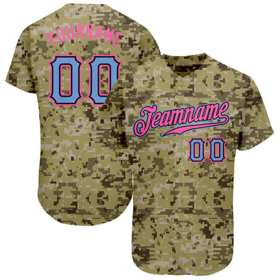 Custom Camo Light Blue-Pink Authentic Salute To Service Baseball Jersey - Owls Matrix LTD