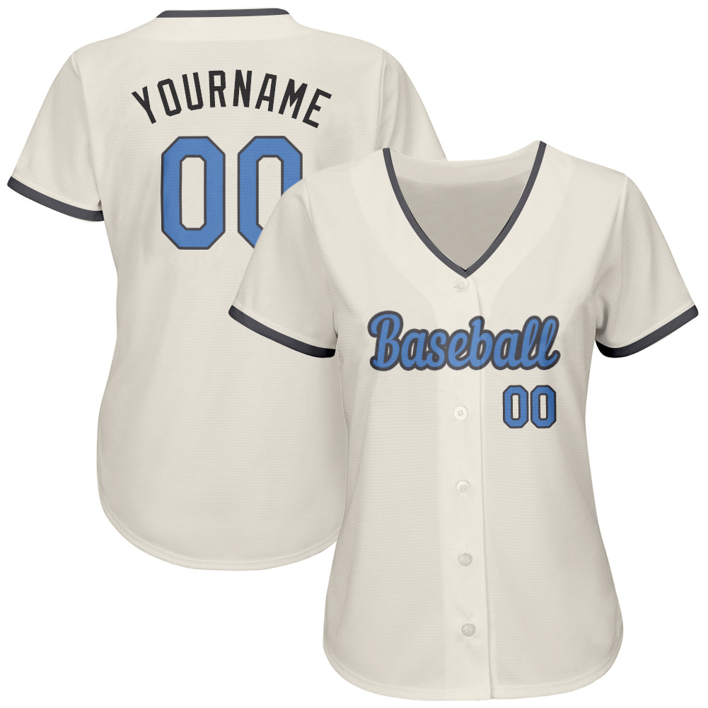 Custom Cream Light Blue-Dark Gray Authentic Father's Day Baseball Jersey