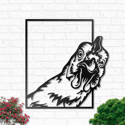 Rooster Chicken Farm life Animal Poultry Sign Peeking Funny - Led Light Metal - Owls Matrix LTD