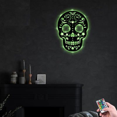 Sugar Skull Smile Style - Led Light Metal - Owls Matrix LTD