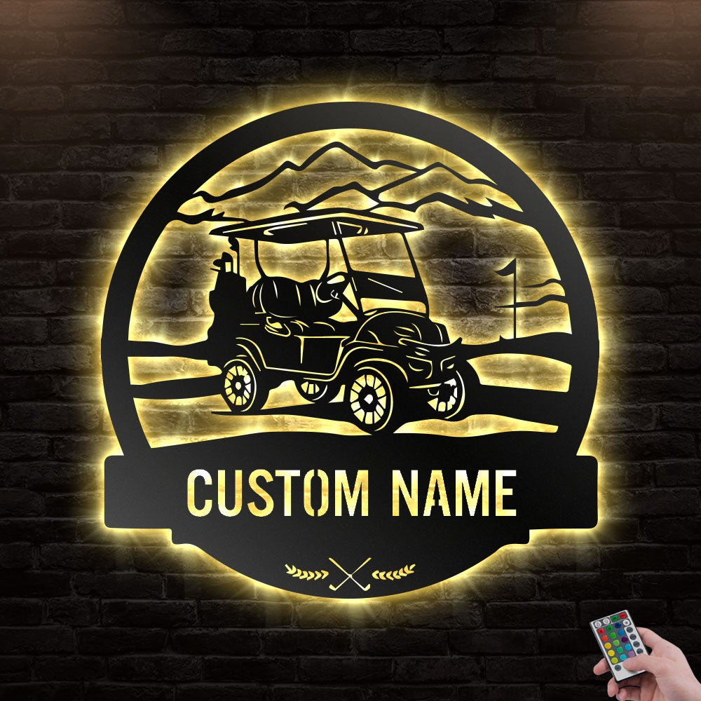 12*12 Inch (30*30cm) Golf Cart Personalized - Led Light Metal - Owls Matrix LTD