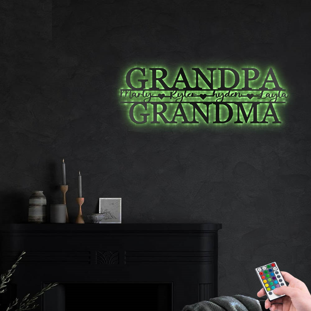 Grandparents and Grandm Grandpa Style - Led Light Metal - Owls Matrix LTD