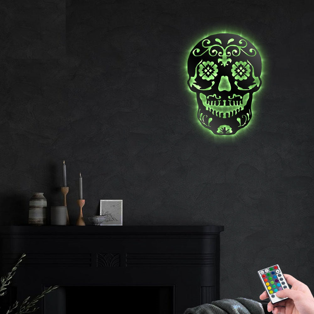 Sugar Skull Cool Style - Led Light Metal - Owls Matrix LTD