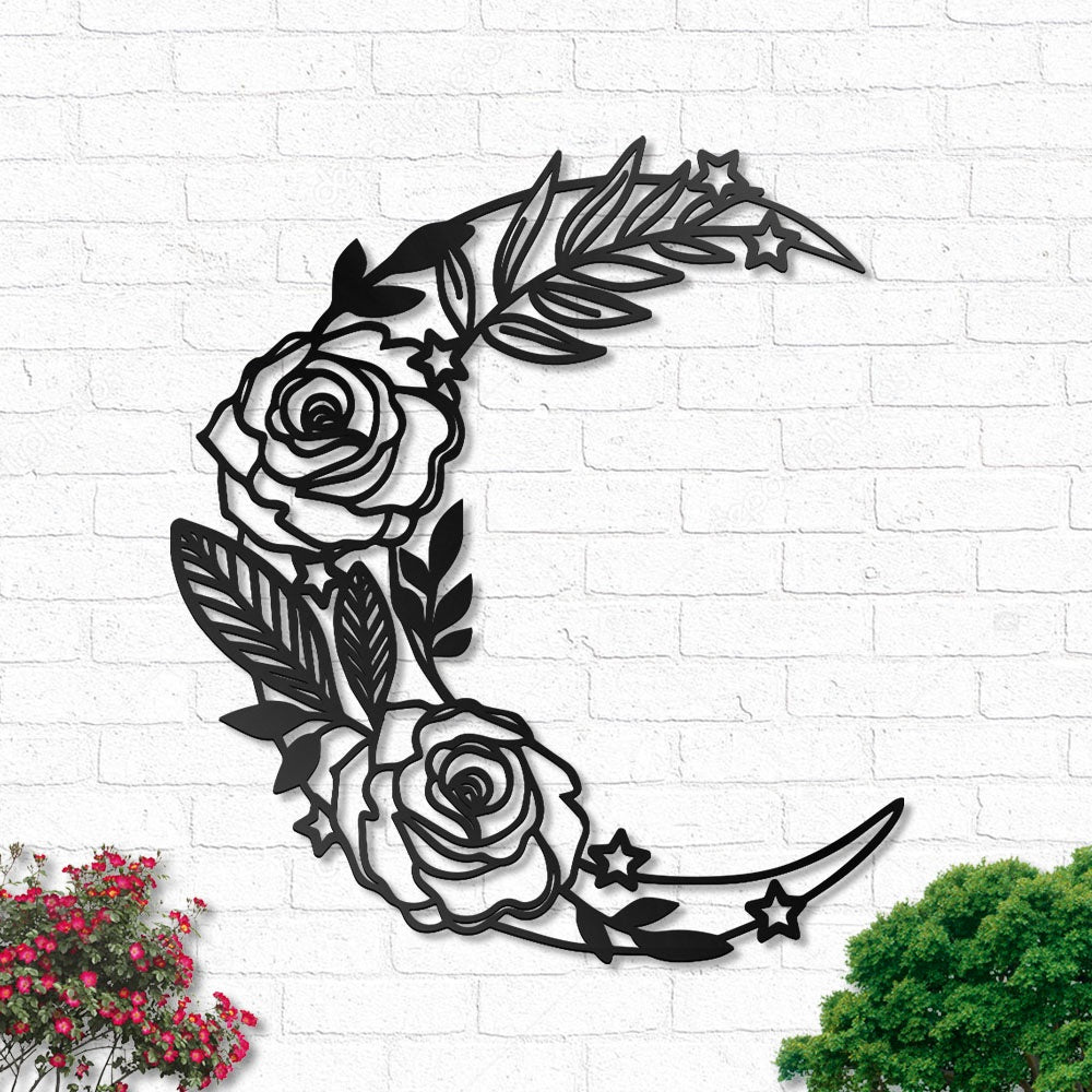 Flower Floral Moon Rose - Led Light Metal - Owls Matrix LTD