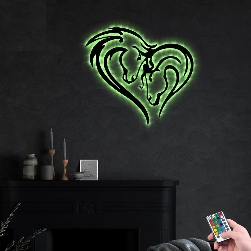 12*12 Inch (30*30cm) Horse Heart - Led Light Metal - Owls Matrix LTD