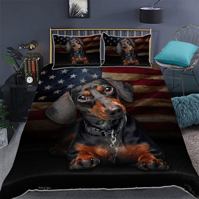 Dachshund Dog America My Friend Style - Bedding Cover - Owls Matrix LTD