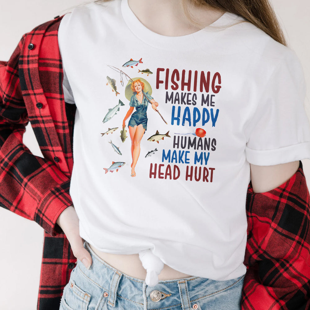 Fishing Girl Happy THAZ1611005Z Light Classic T Shirt