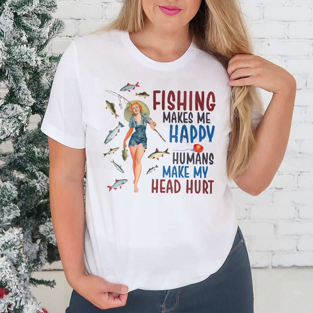 Fishing Girl Happy THAZ1611005Z Light Classic T Shirt