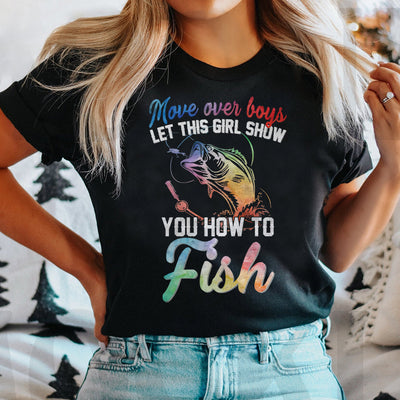 Fishing Girl Move Over Boys THAZ1611001Z Dark Classic T Shirt