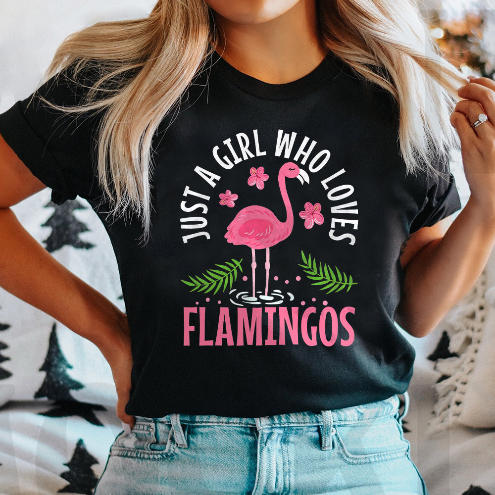 Flamingo A Girl Who Loves Flamingos AEAF1711026Z Dark Classic T Shirt