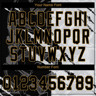 Custom Graffiti Pattern Black-Old Gold 3D Authentic Baseball Jersey - Owls Matrix LTD