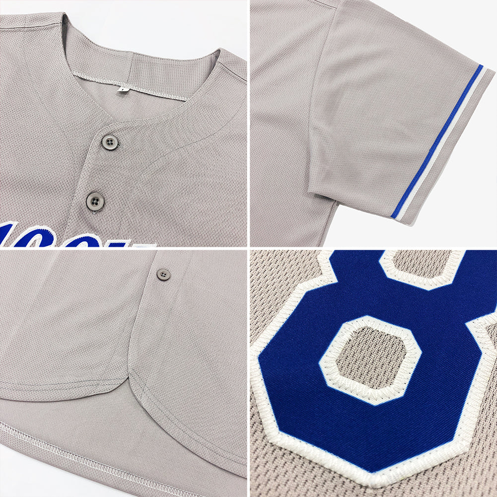 Custom Gray Navy-White Authentic Baseball Jersey - Owls Matrix LTD