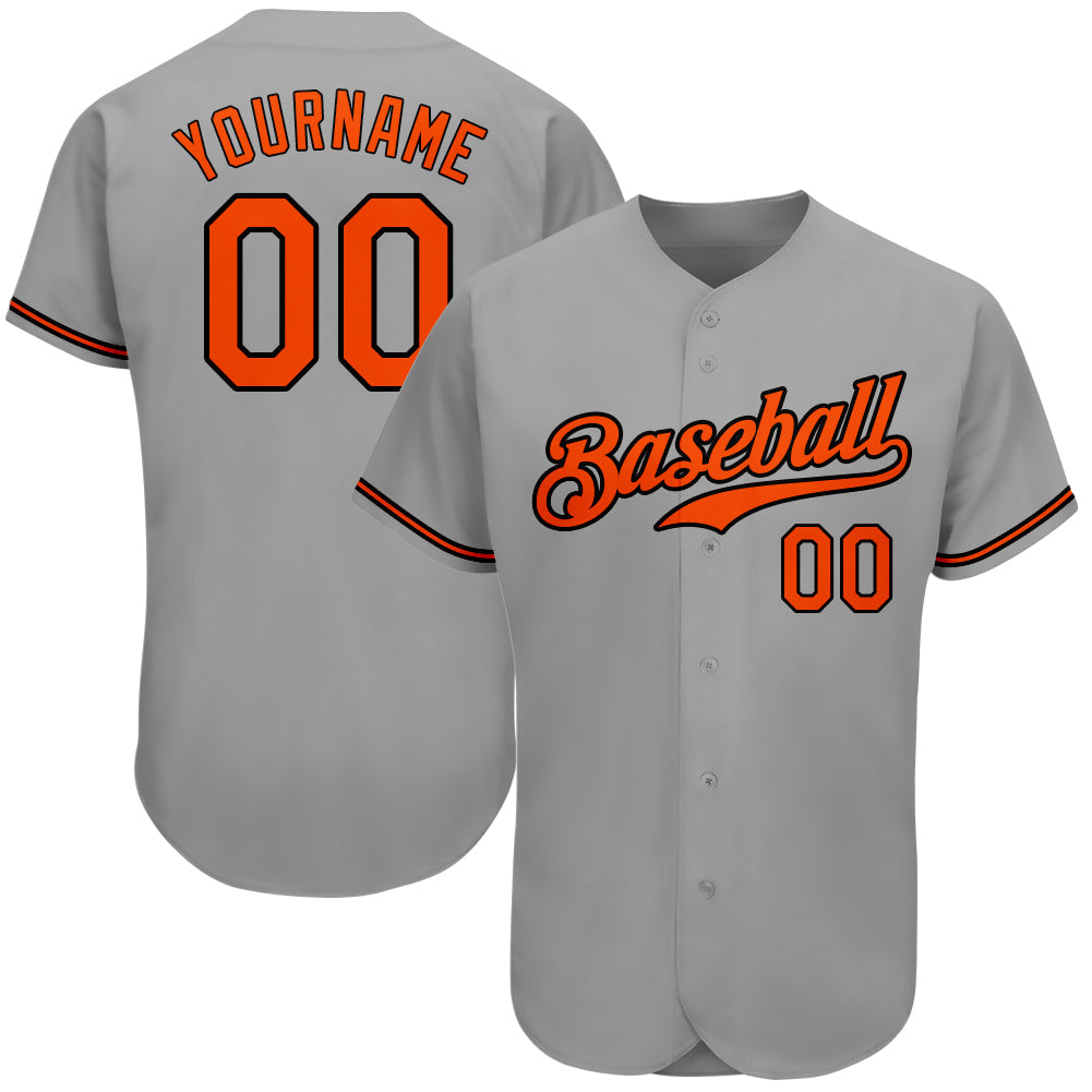 Custom Gray Orange-Black Authentic Baseball Jersey - Owls Matrix LTD