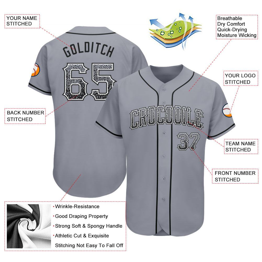Custom Gray Black-White Authentic Drift Fashion Baseball Jersey - Owls Matrix LTD