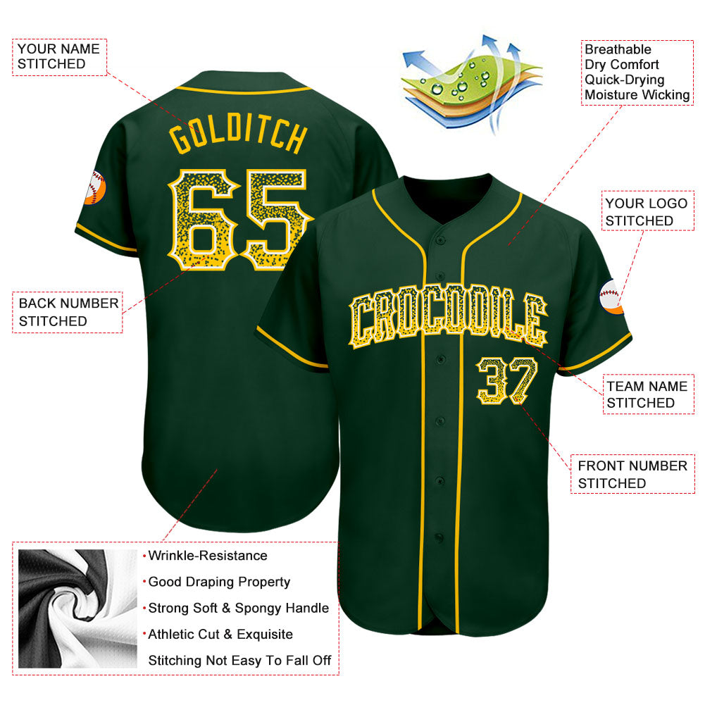 Custom Green Gold-White Authentic Drift Fashion Baseball Jersey - Owls Matrix LTD