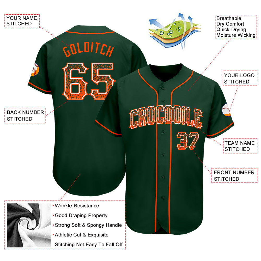 Custom Green Orange-White Authentic Drift Fashion Baseball Jersey - Owls Matrix LTD