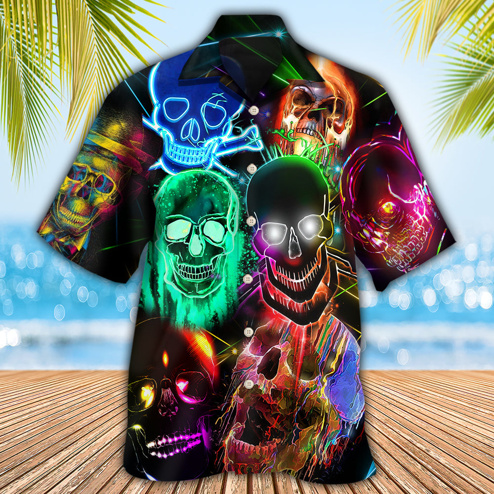 Skull Glowing - Hawaiian Shirt - Owls Matrix LTD
