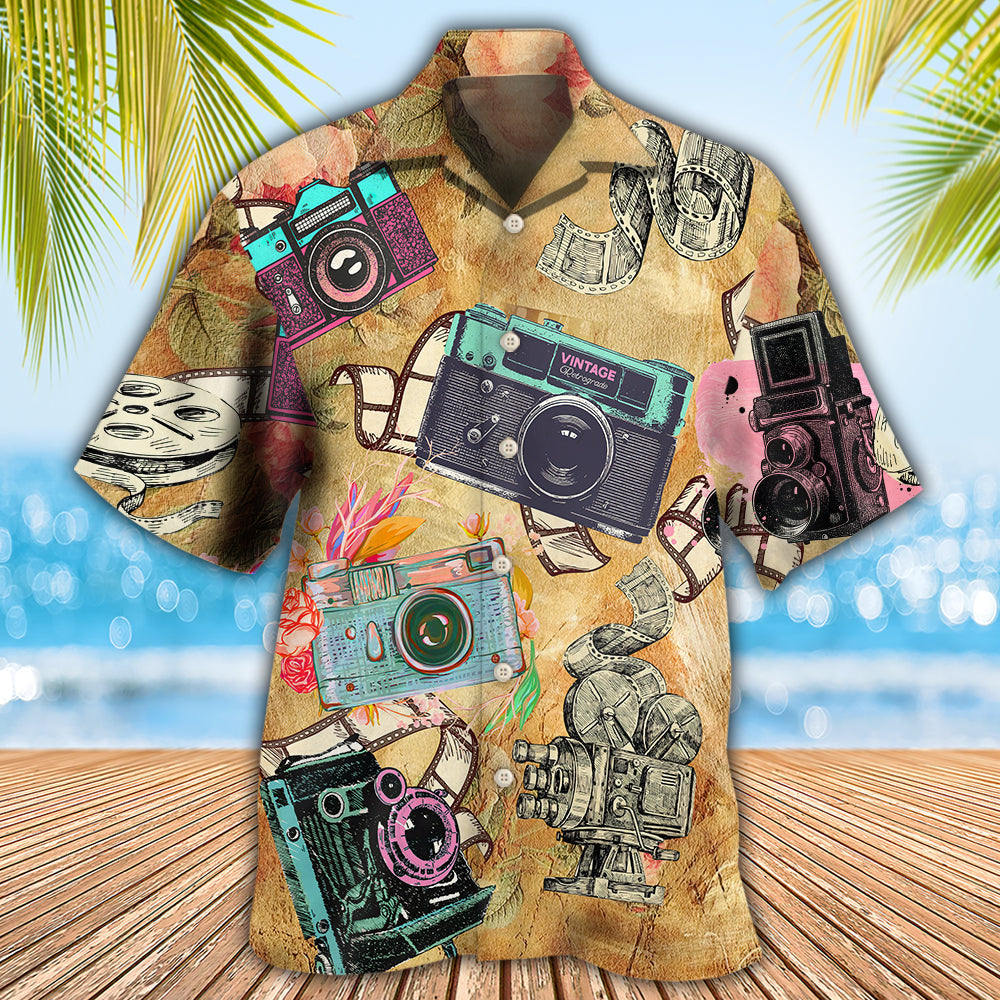 Camera Look At Old Cameras - Hawaiian Shirt - Owls Matrix LTD
