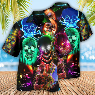 Skull Glowing - Hawaiian Shirt - Owls Matrix LTD