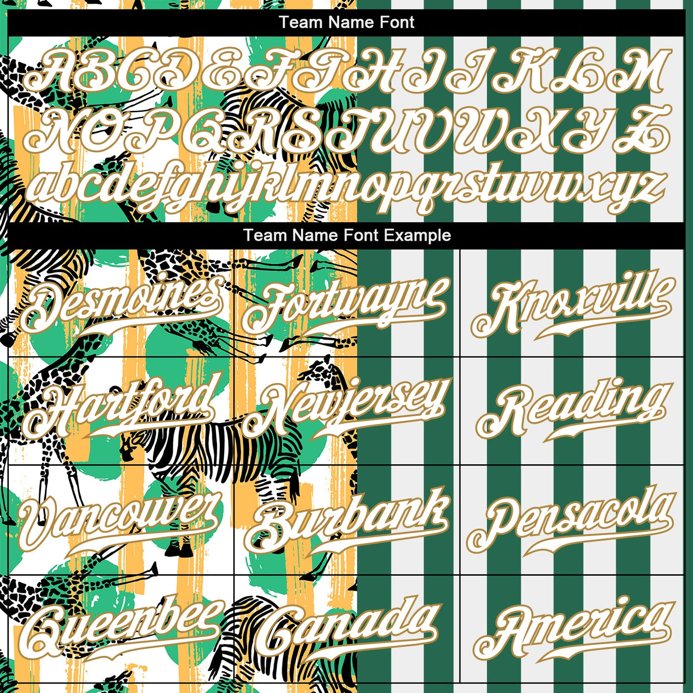 Custom Kelly Green White-Old Gold 3D Pattern Design Zebras And Giraffes Authentic Baseball Jersey - Owls Matrix LTD