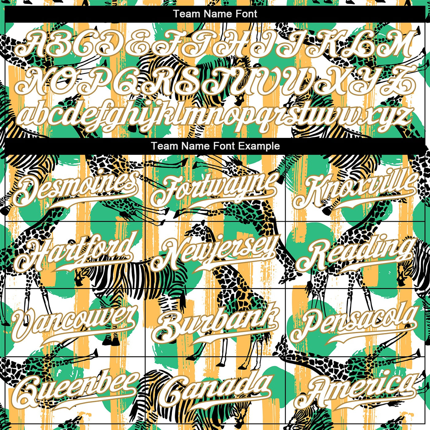 Custom Kelly Green White-Old Gold 3D Pattern Design Zebras And Giraffes Authentic Baseball Jersey - Owls Matrix LTD