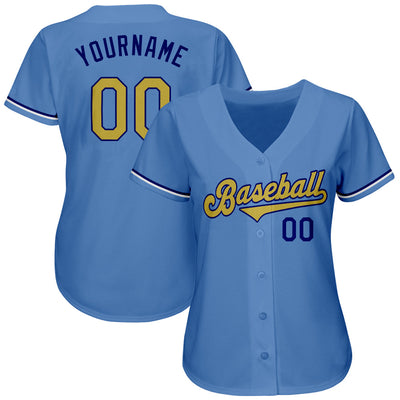 Custom Light Blue Old Gold-Royal Authentic Baseball Jersey - Owls Matrix LTD