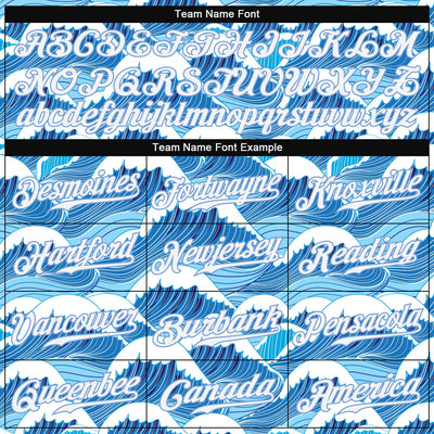 Custom Light Blue White-Light Blue 3D Pattern Design Waves Authentic Baseball Jersey - Owls Matrix LTD