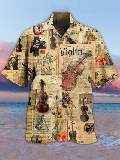 Violin Love Life Style Vintage Style - Hawaiian Shirt - Owls Matrix LTD