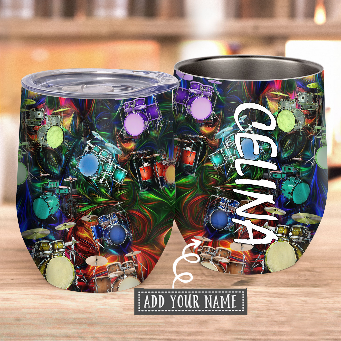 Music Is My Life With Colors Personalized - Wine Tumbler - Owls Matrix LTD
