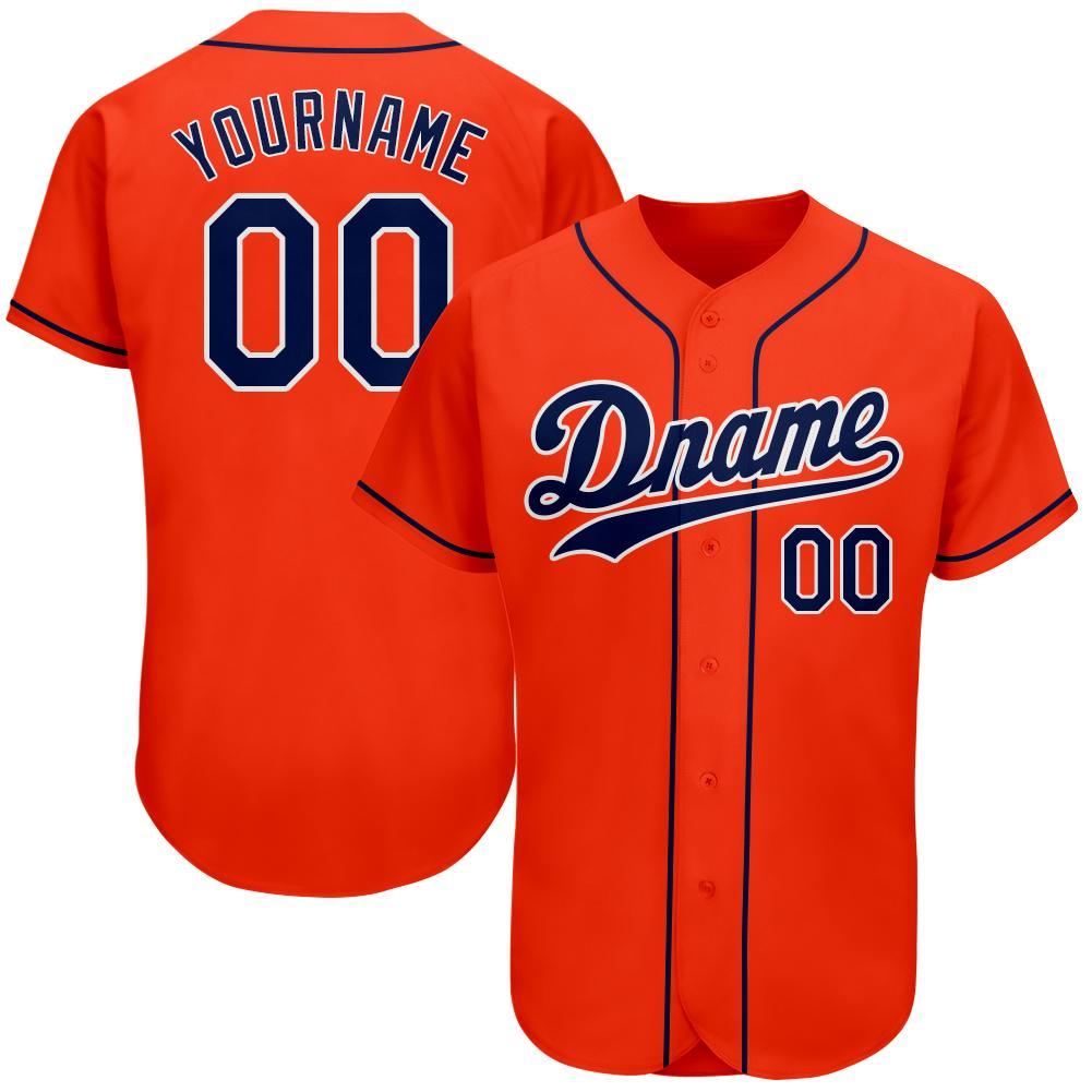 Custom Orange Navy-White Authentic Baseball Jersey - Owls Matrix LTD
