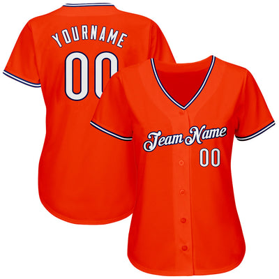 Custom Orange White-Navy Authentic Baseball Jersey - Owls Matrix LTD