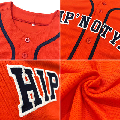Custom Orange White-Navy Authentic Baseball Jersey - Owls Matrix LTD