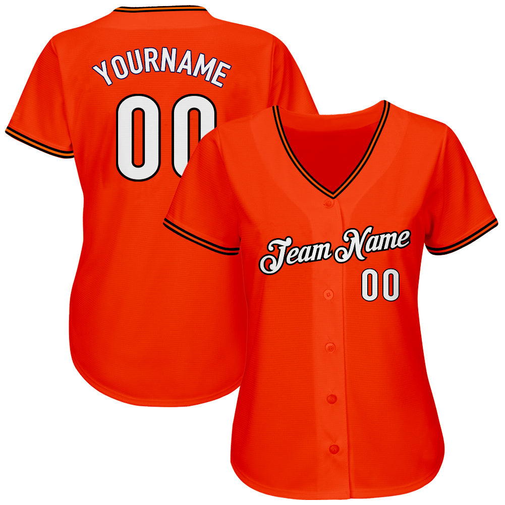Custom Orange White-Black Authentic Baseball Jersey - Owls Matrix LTD