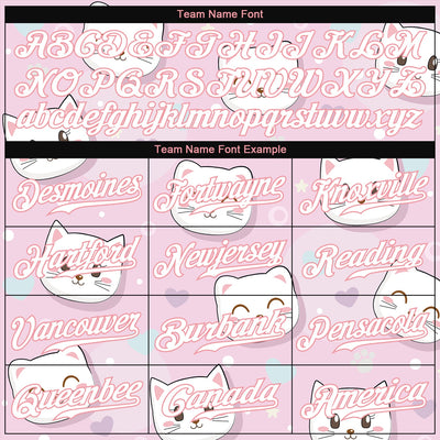 Custom Light Pink White-Light Pink 3D Pattern Design Cats Authentic Baseball Jersey - Owls Matrix LTD