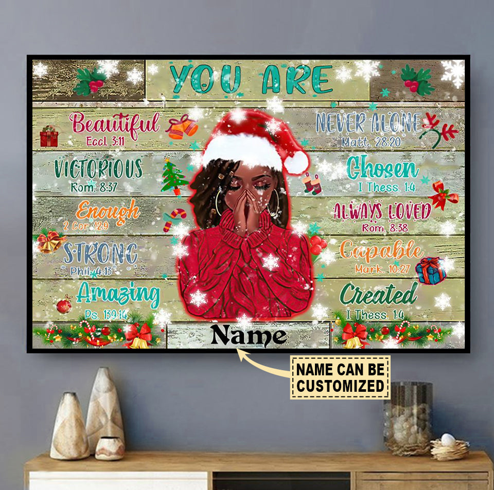 Black Woman Merry Christmas Black Girl Personalized - Horizontal Poster - Owls Matrix LTD