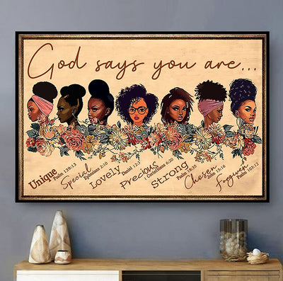 Black Woman God Says You Are Black Woman - Horizontal Poster - Owls Matrix LTD