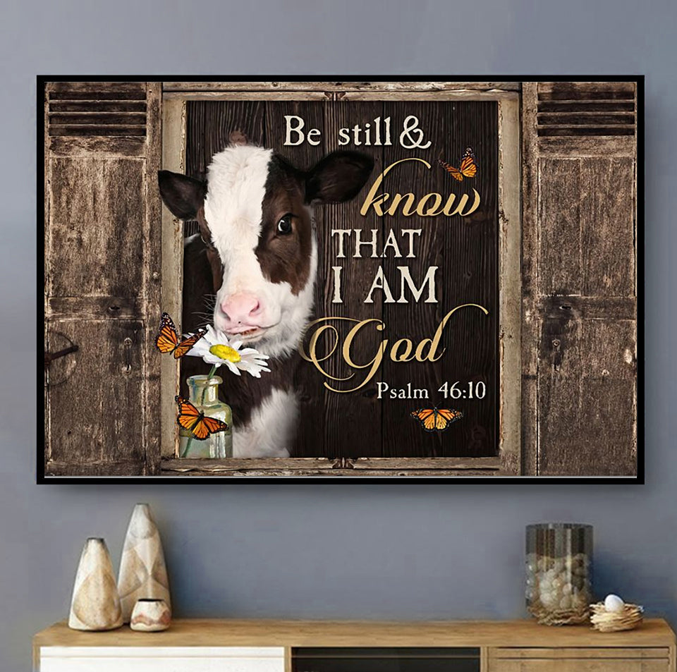 Cow Be Still And Know That - Horizontal Poster - Owls Matrix LTD