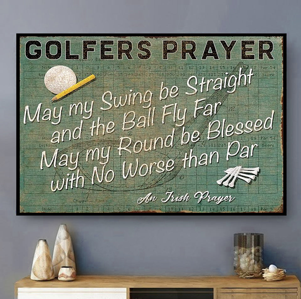 Golf Golfers Prayer Writer - Horizontal Poster - Owls Matrix LTD