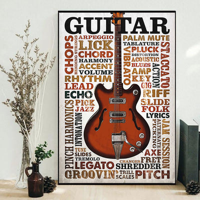 Guitar Words With Classic Style - Vertical Poster - Owls Matrix LTD
