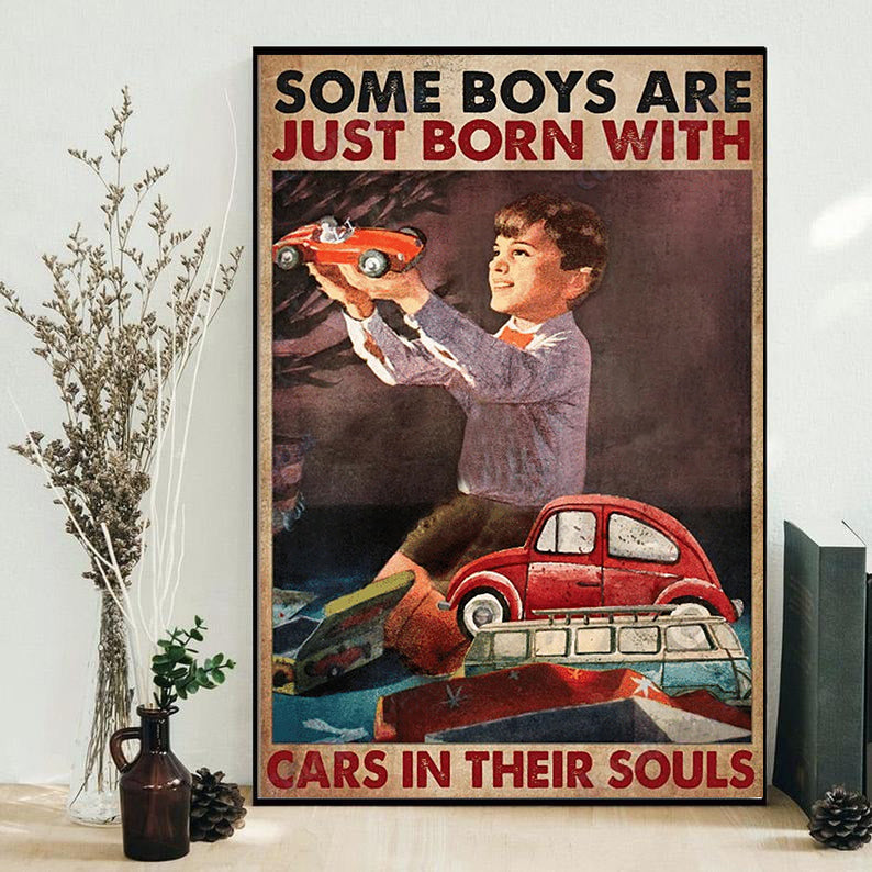 Car Boy Play Cars In Their Souls - Vertical Poster - Owls Matrix LTD