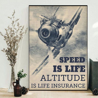 Airplane Speed Is Life Altitude - Vertical Poster - Owls Matrix LTD