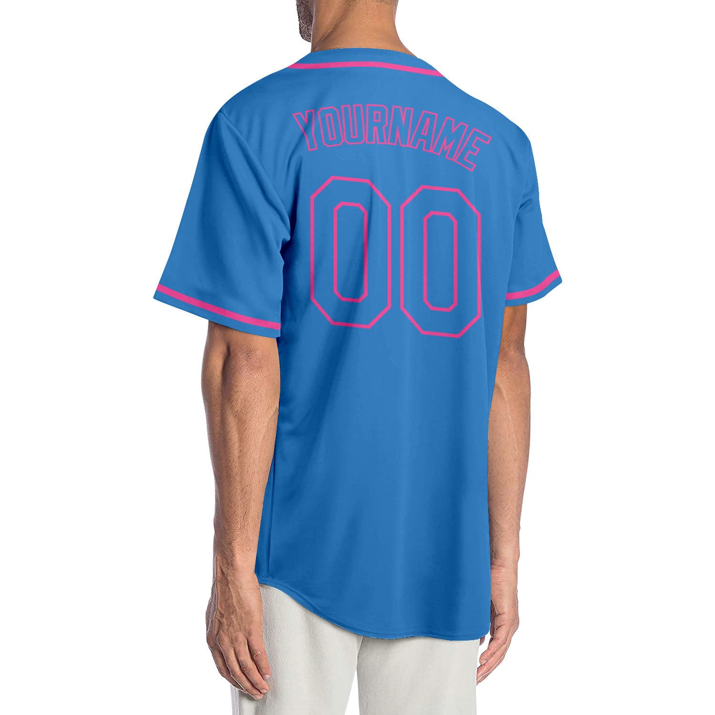 Custom Powder Blue Powder Blue-Pink Authentic Baseball Jersey - Owls Matrix LTD