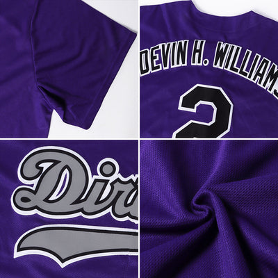 Custom Purple Orange-Gray Authentic Throwback Rib-Knit Baseball Jersey Shirt - Owls Matrix LTD