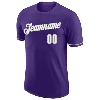 Custom Purple White-Gray Performance T-Shirt