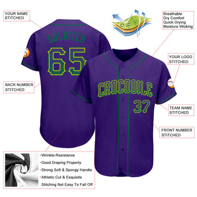 Custom Purple Kelly Green-Gold Authentic Drift Fashion Baseball Jersey - Owls Matrix LTD