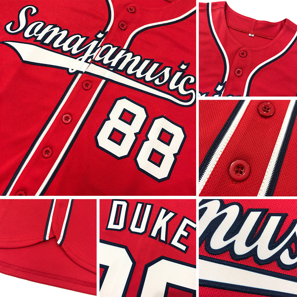 Custom Red Black Authentic Baseball Jersey - Owls Matrix LTD